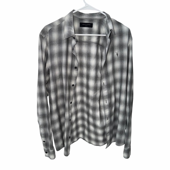 All Saints Other - All Saints Men's Gray and White Plaid Shirt